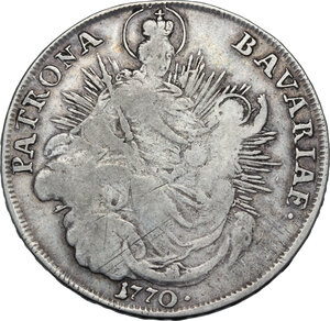 reverse: Germany.  Maximilian III Josef (1745-1777).. AR Madonentaler 1770 A, Bayern, Amberg mint