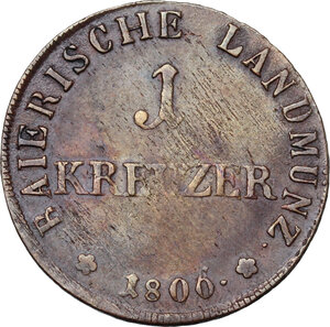 reverse: Germany.  Maximilian IV Joseph (1799-1806). AE Kreuzer 1806