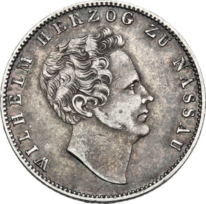 obverse: Germany.  Wilhelm (1816-1839). AR 1/2 Gulden 1838, Nassau
