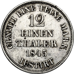 reverse: Germany.  Ernst August (1837-1851). AR 1/12 thaler 1845 B, Hannover mint