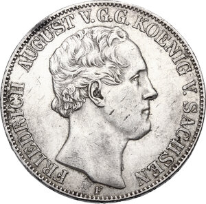 obverse: Germany.  Friedrich August II (1836-1854). AR Doppeltaler 1847 F, Sachsen, Dresden mint