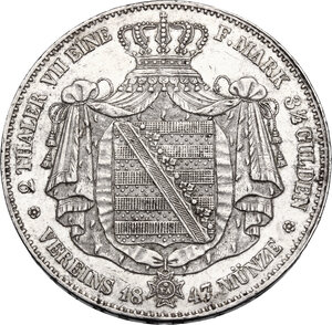 reverse: Germany.  Friedrich August II (1836-1854). AR Doppeltaler 1847 F, Sachsen, Dresden mint