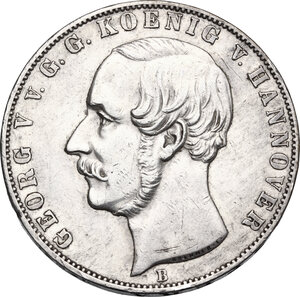 obverse: Germany.  Georg V (1851-1866).. AR Doppeltaler 1855 B, Hannover mint
