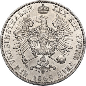 reverse: Germany. AR Vereinstaler 1862 A, Preussen, Berlin mint