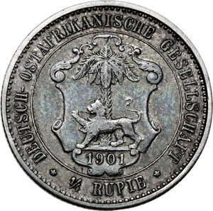 reverse: Germany.  Wilhelm II (1888-1918). AR 1/4 Rupie 1901, East Africa