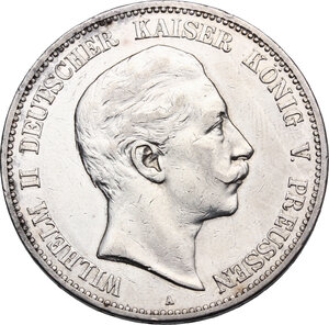 obverse: Germany.  Wilhelm II (1888-1918).. AR 5 Mark 1904 A, Preussen, Berlin mint