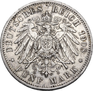 reverse: Germany.  Wilhelm II (1888-1918).. AR 5 Mark 1908 A, Preussen, Berlin mint
