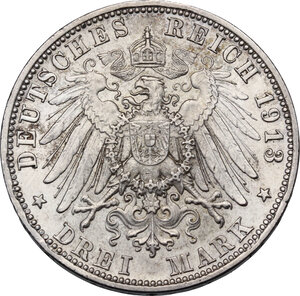 reverse: Germany. AR 3 mark 1913 D, Bayern, Munich mint