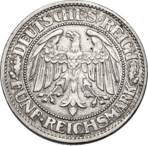 obverse: Germany.  Weimar Republic (1918-1933). AR 5 Reichsmark 1932 A, Berlin mint