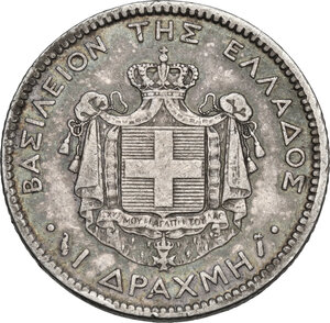 reverse: Greece.  George I (1863-1913).. AR Drachme 1883 A