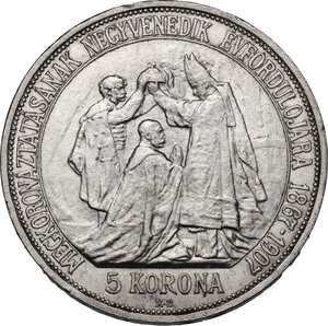 reverse: Hungary.  Franz Joseph (1848-1916). AR 5 Korona 1907 KB, Kremnitz mint