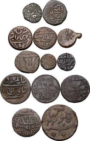 reverse: India. Lot of thirteen (13) coins, mainly AE to be classified