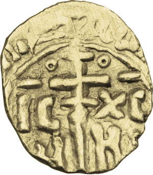 reverse: Italy .  Ruggero II (1105-1154). AV Tarì, Messina or Palermo mint