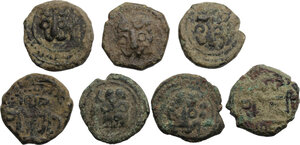 obverse: Italy..  Guglielmo II (1166-1189). Lot of 7 AE Follaro, Messina mint