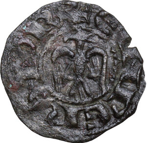 reverse: Italy .  Enrico VI with the son Federico (1191-1197). BI Denaro, Messina mint