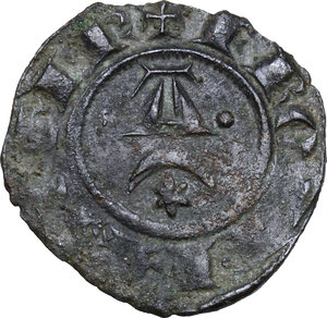 obverse: Italy .  Federico II  (1197-1250). BI Denaro, 1242, Messina mint