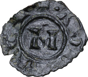 obverse: Italy .  Manfredi (1258-1266). BI Denaro, Messina or Manfredonia mint