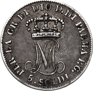 reverse: Italy .  Maria Luigia d Austria (1815-1847), Duchess of Parma, Piacenza and Guastalla. . AR 5 Soldi 1815, Parma mint