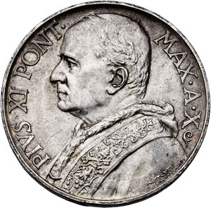obverse: Italy .  Pio XI (1922-1938). AR 10 Lire 1931, Rome mint