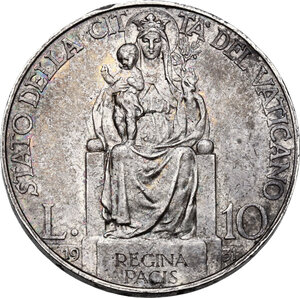 reverse: Italy .  Pio XI (1922-1938). AR 10 Lire 1931, Rome mint