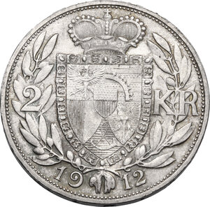 reverse: Liechtenstein.  Johann II (1858-1929). AR 2 Kronen 1912