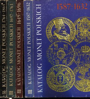 obverse: KAMINSKI  C. – KOPICI E. -  Katalog monet polskich  1587 – 1864. Warszawa, 1976 – 1990. 4 volumi completo.  pp 514 – 287 – 395 – 253, ill. nel testo. ril. ed. buono stato, raro