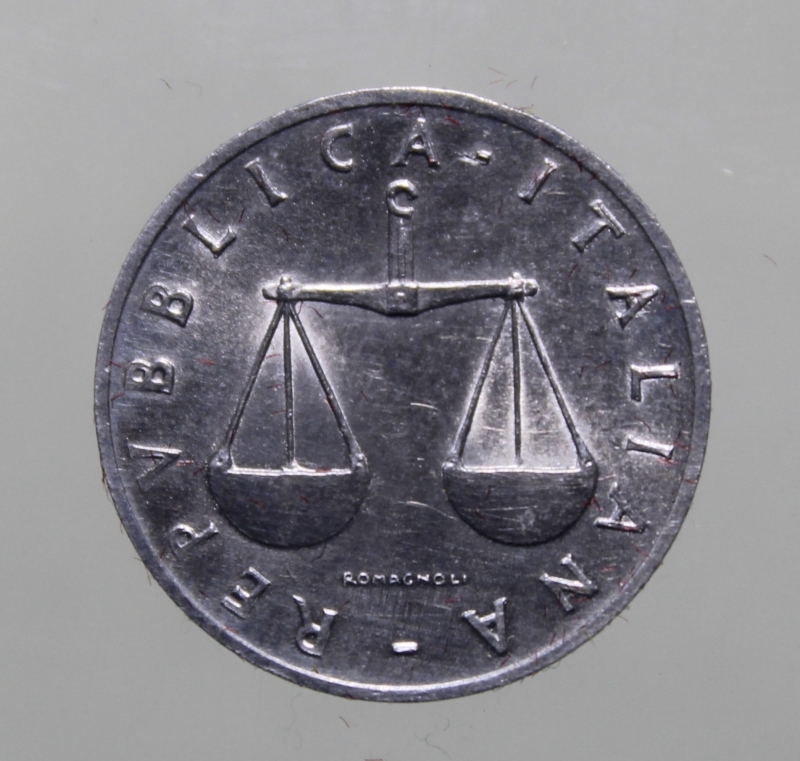 reverse: 1 LIRA 1955 CORNUCOPIA-ITALMA-FDC