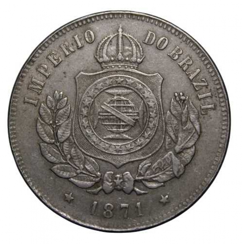 reverse: BRASILE-PEDRO II-200 REIS 1871-COPPERNICKEL-MBB