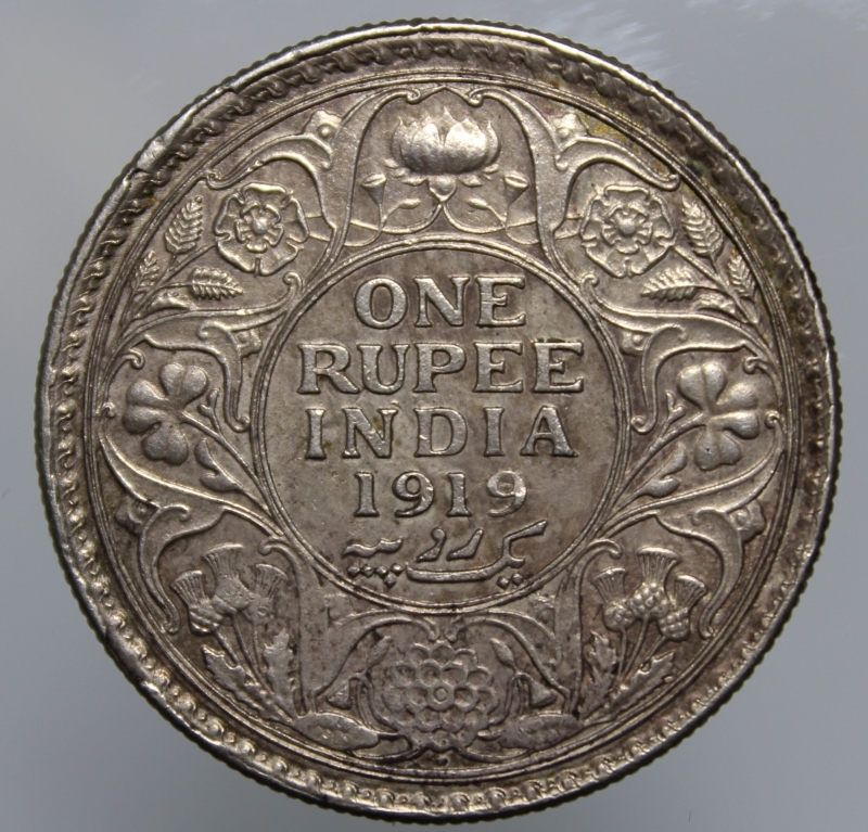 obverse: BRITISH INDIA-GEORGE V-ONE RUPEE 1919-ARGENTO-BB\SPL