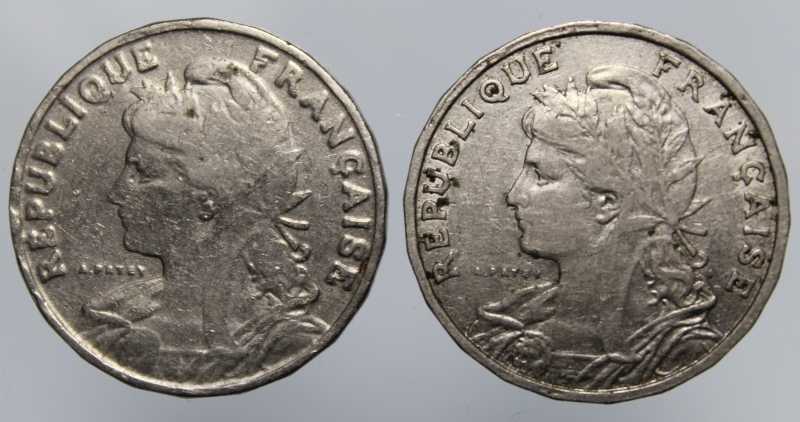 reverse: FRANCIA-2 MONETE DA 25 CENTIMES 1904-COPPERNICKEL-QBB\BB