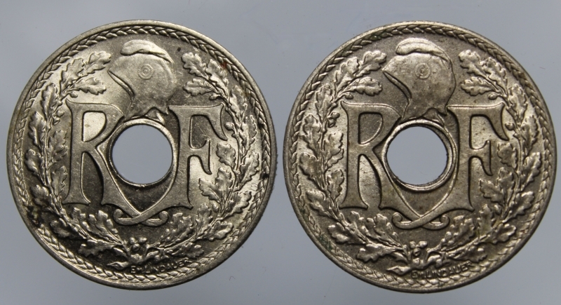 reverse: FRANCIA-2 MONETE DA 25 CENTIMES 1939-COPPERNICKEL-FDC