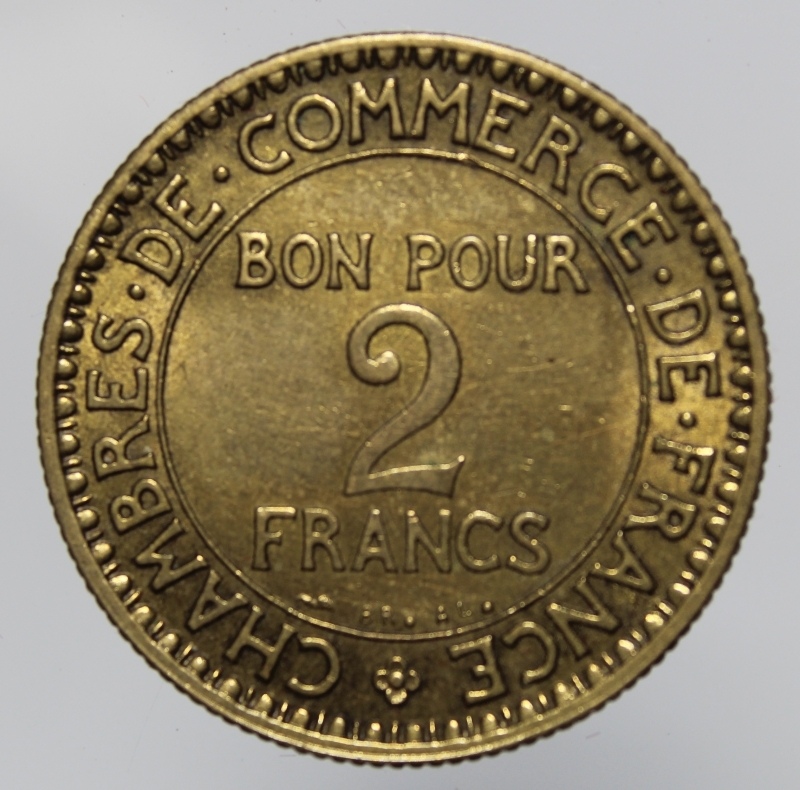 obverse: FRANCIA-CHAMBRE DE COMMERCE-2 FRANCS 1921-BA-SPL