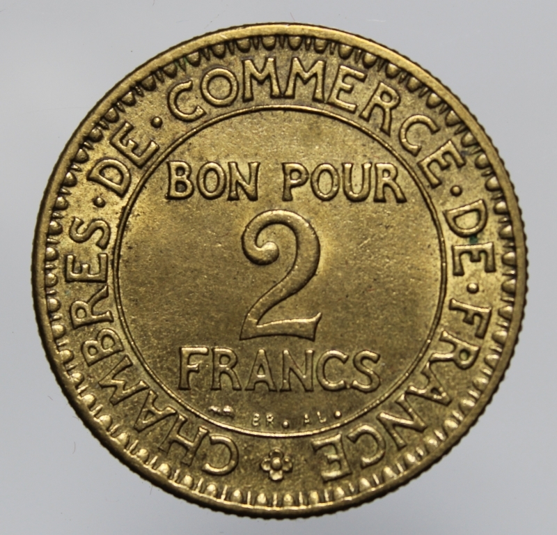 obverse: FRANCIA-CHAMBRE DE COMMERCE-2 FRANCS 1923-BA-FDC