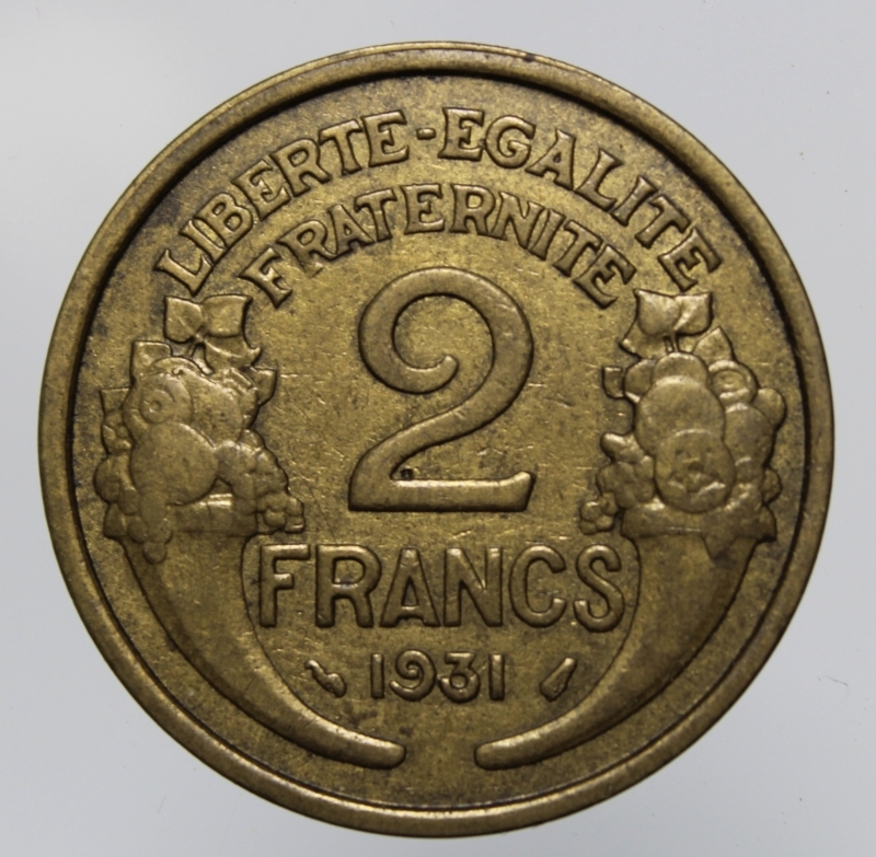 obverse: FRANCIA-2 FRANCS 1931 MORLON-BA-BB
