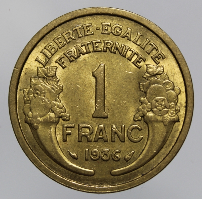 obverse: FRANCIA-1 FRANC 1936 MORLON-BA-FDC