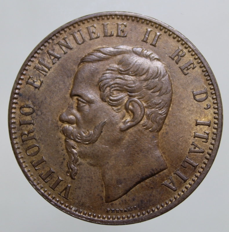 reverse: VITTORIO EMANUELE II-10 CENTESIMI 1866-BIRMINGHAM-QFDC