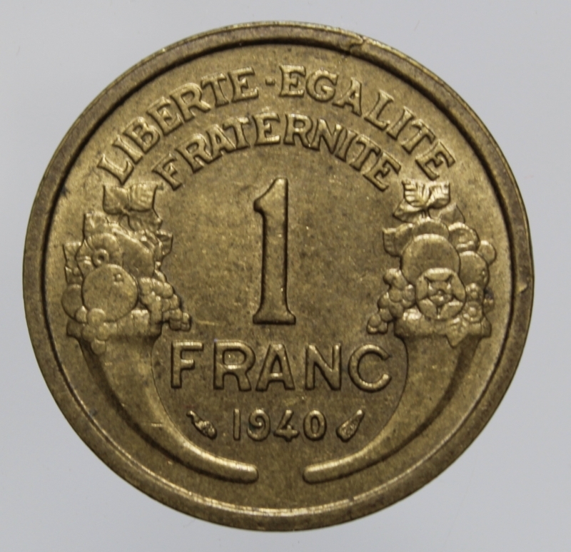 obverse: FRANCIA-1 FRANC 1940 MORLON-BA-FDC