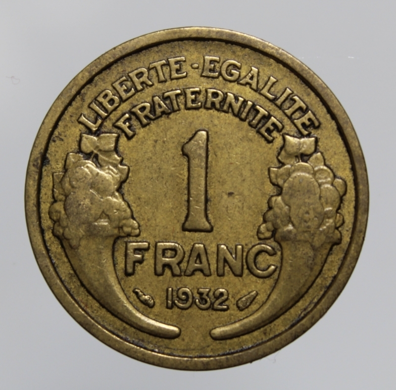 obverse: FRANCIA-1 FRANC 1932 MORLON-BA-BB