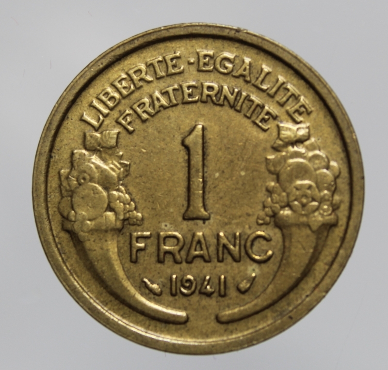 obverse: FRANCIA-1 FRANC 1941 MORLON-BA-BB