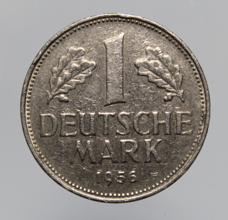 obverse: GERMANIA-FEDERAL REPUBLIC-1 MARK 1956 F-COPPERNICKEL-BB