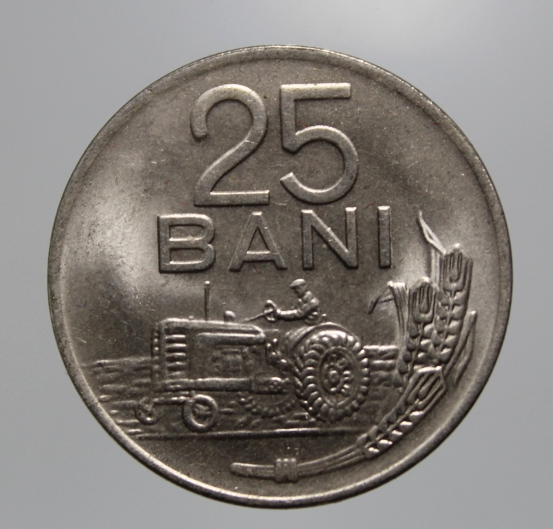 obverse: ROMANIA-25 BANI 1966-COPPERNICKEL-FDC