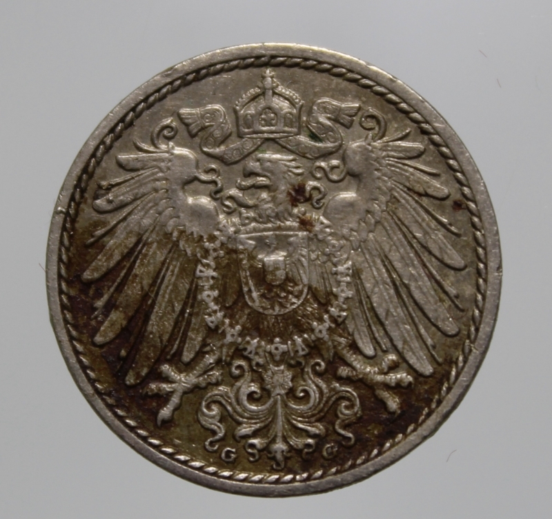reverse: GERMANIA-EMPIRE-5 PFENNIG 1915 G-COPPERNICKEL-BB