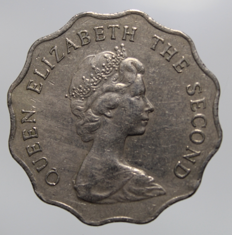 reverse: HONG KONG-ELIZABETH II-2 DOLLARS 1975-COPPERNICKEL-BB