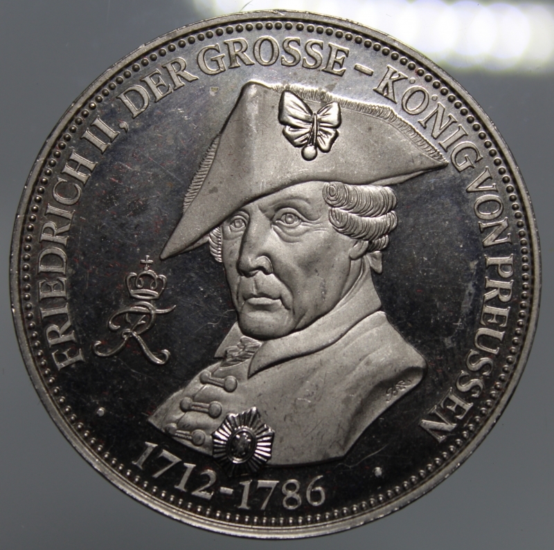 reverse: MEDAGLIA-GERMANIA FRIEDRICH II DER GROSSE VON PRUSSEN 1712\1786-AG-40 MM-20 GR-PROOF