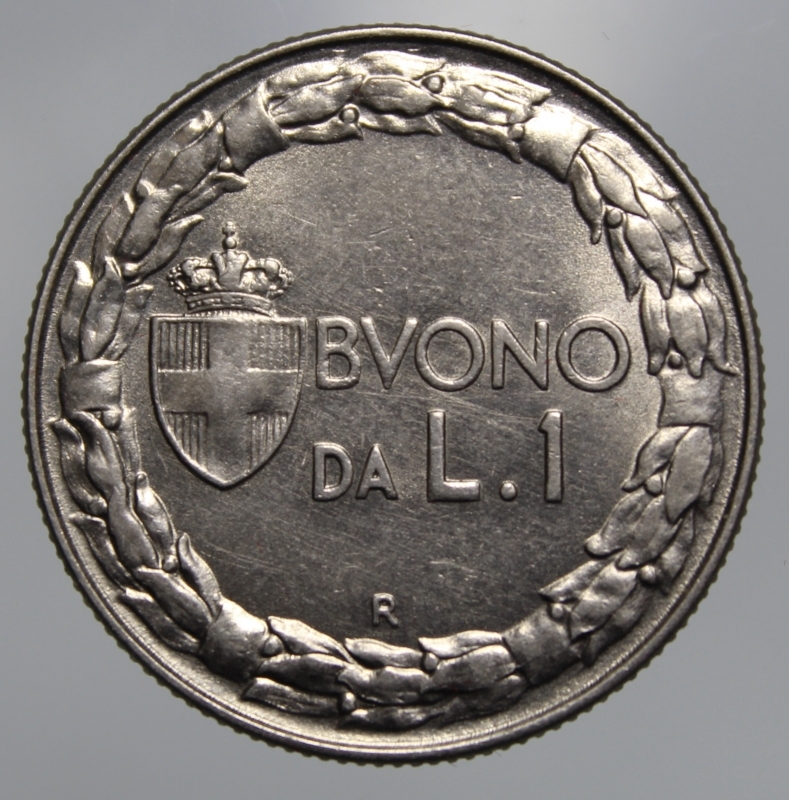 reverse: REGNO D ITALIA-VITTORIO EMANUELE III-BUONO DA LIRE 1 1922-NI-QFDC\FDC
