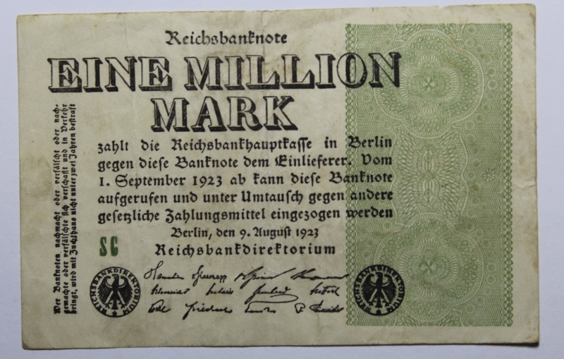 obverse: GERMANIA-1 MILLION MARK 1923-COME DA FOTO