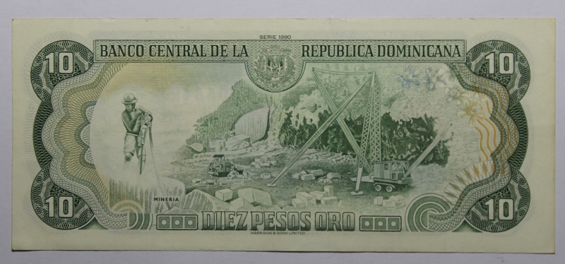 reverse: REPUBLICA DOMINICANA-10 PESOS ORO 1990-COME DA FOTO