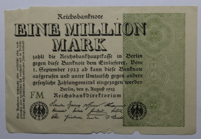 obverse: GERMANIA-1 MILLION MARK 1923-COME DA FOTO