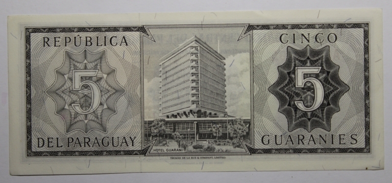 reverse: PARAGUAY-5 GUARANIES 1952-COME DA FOTO