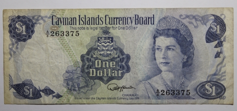 obverse: CAYMAN ISLANDS-ONE DOLLAR 1974-COME DA FOTO